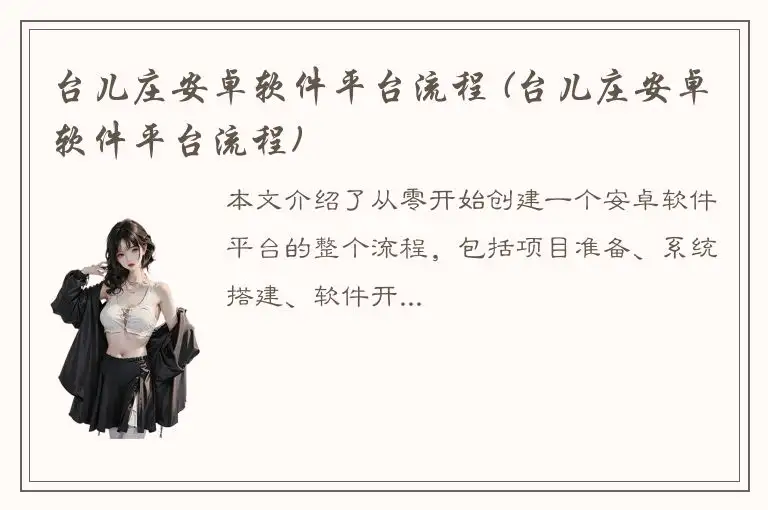 台儿庄安卓软件平台流程 (台儿庄安卓软件平台流程)