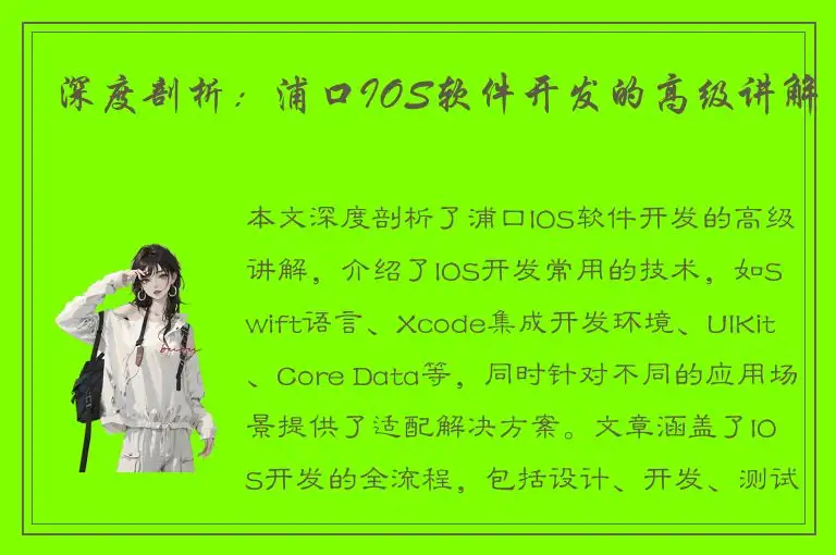 深度剖析：浦口IOS软件开发的高级讲解