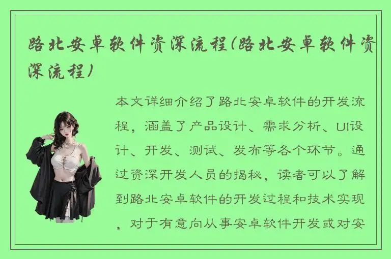 路北安卓软件资深流程(路北安卓软件资深流程)