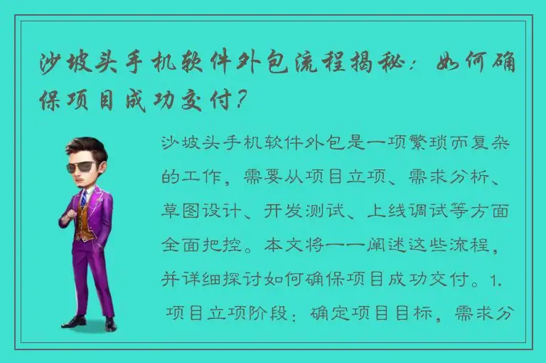 沙坡头手机软件外包流程揭秘：如何确保项目成功交付？