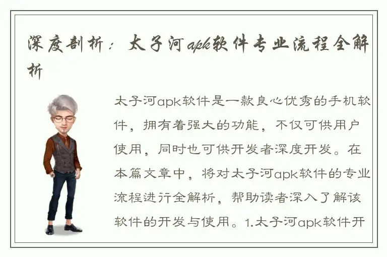 深度剖析：太子河apk软件专业流程全解析