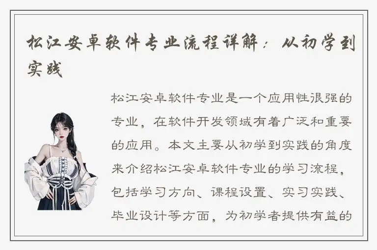 松江安卓软件专业流程详解：从初学到实践