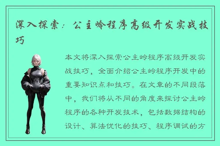 深入探索：公主岭程序高级开发实战技巧