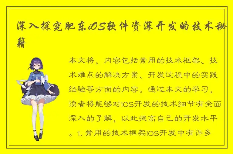 深入探究肥东iOS软件资深开发的技术秘籍