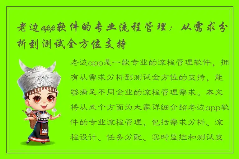 老边app软件的专业流程管理：从需求分析到测试全方位支持
