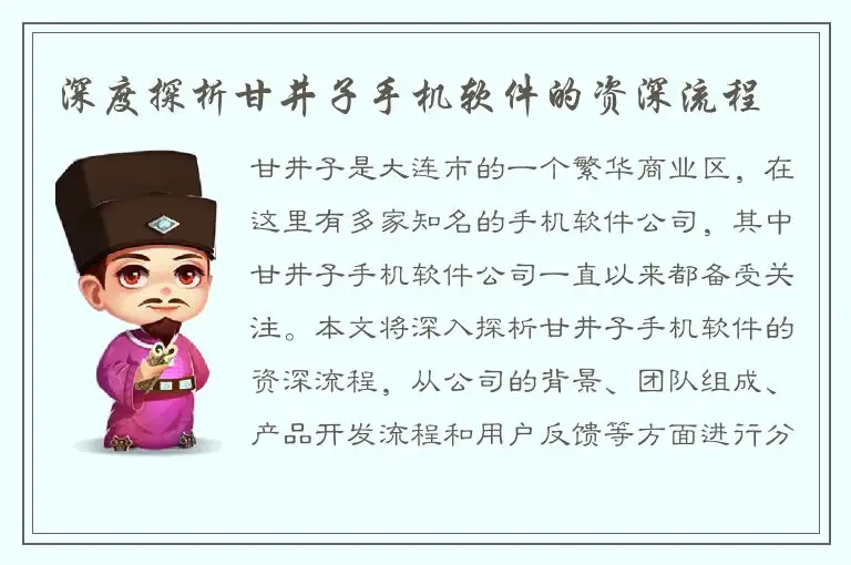 深度探析甘井子手机软件的资深流程