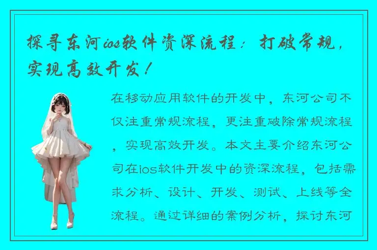 探寻东河ios软件资深流程：打破常规，实现高效开发！