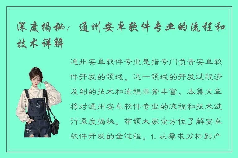 深度揭秘：通州安卓软件专业的流程和技术详解