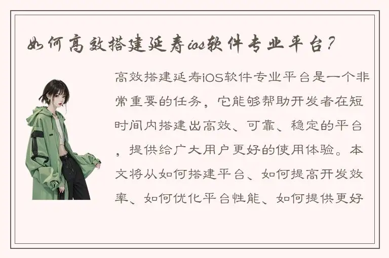 如何高效搭建延寿ios软件专业平台？
