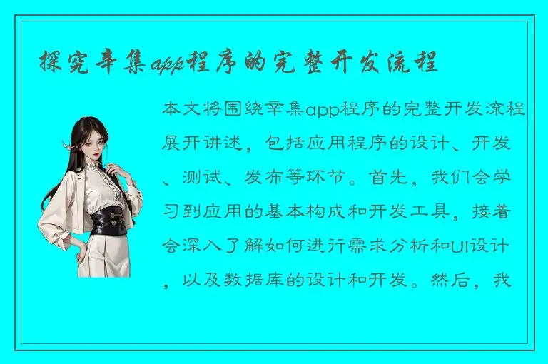 探究辛集app程序的完整开发流程