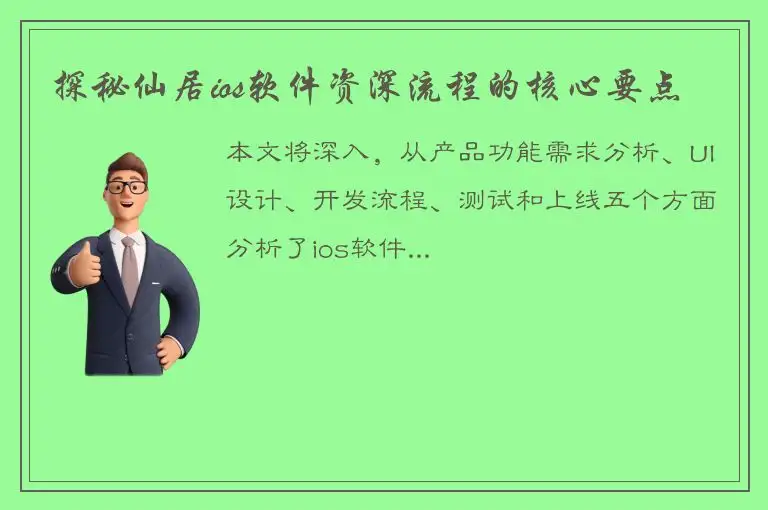 探秘仙居ios软件资深流程的核心要点