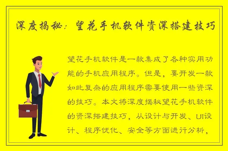 深度揭秘：望花手机软件资深搭建技巧