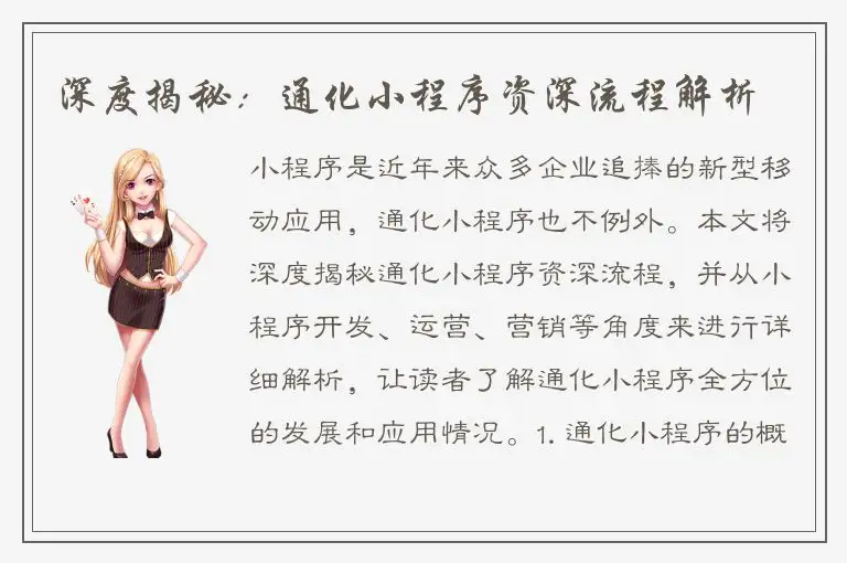 深度揭秘：通化小程序资深流程解析