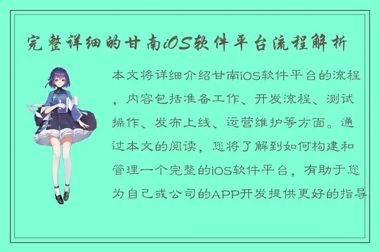 完整详细的甘南iOS软件平台流程解析