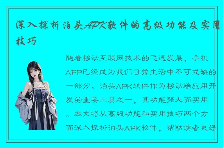深入探析泊头APK软件的高级功能及实用技巧