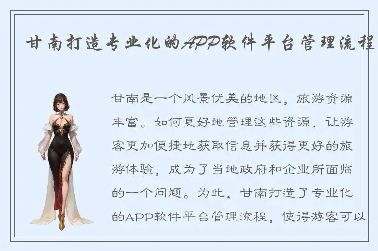 甘南打造专业化的APP软件平台管理流程