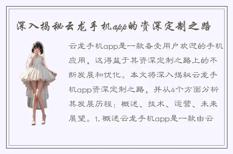 深入揭秘云龙手机app的资深定制之路