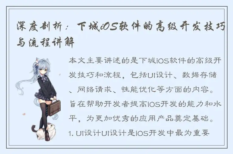 深度剖析：下城iOS软件的高级开发技巧与流程讲解