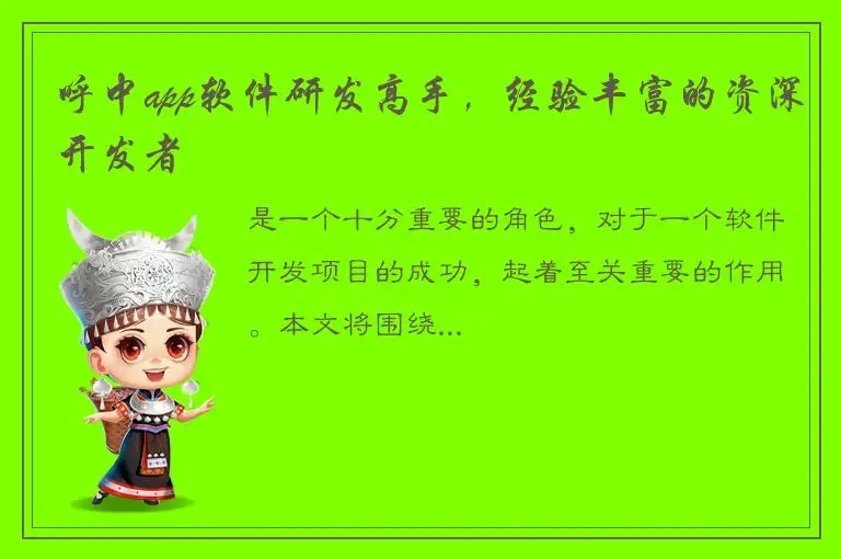 呼中app软件研发高手，经验丰富的资深开发者