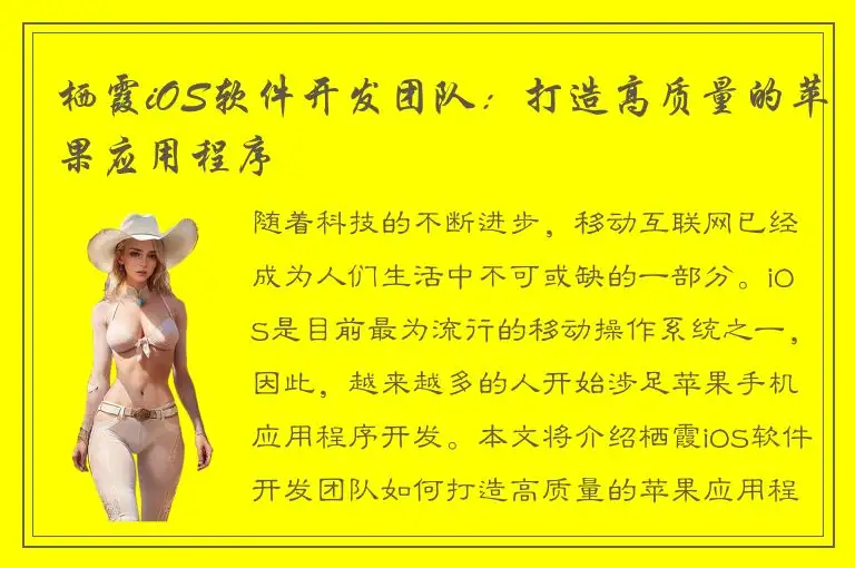 栖霞iOS软件开发团队：打造高质量的苹果应用程序