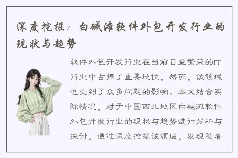 深度挖掘：白碱滩软件外包开发行业的现状与趋势