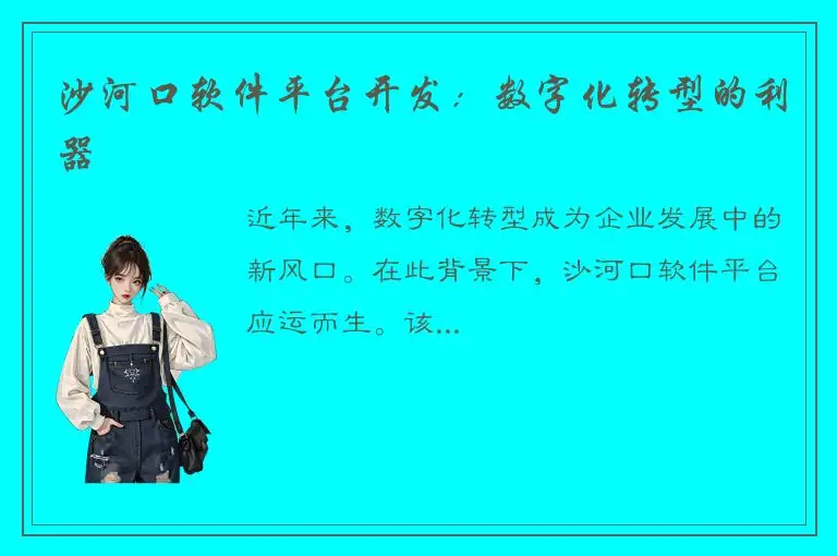沙河口软件平台开发：数字化转型的利器