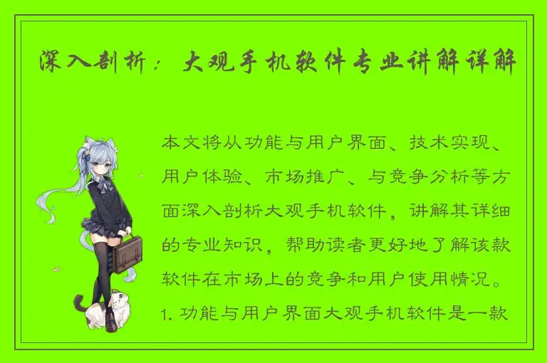 深入剖析：大观手机软件专业讲解详解