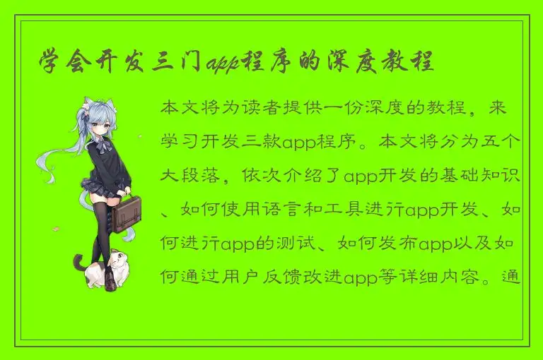 学会开发三门app程序的深度教程