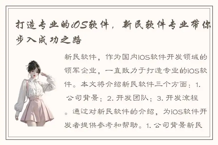 打造专业的iOS软件，新民软件专业带你步入成功之路