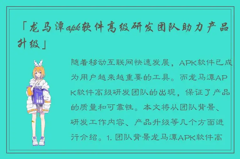 「龙马潭apk软件高级研发团队助力产品升级」