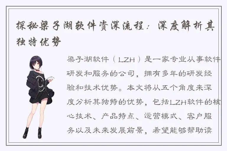 探秘梁子湖软件资深流程：深度解析其独特优势
