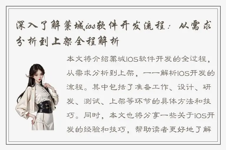 深入了解藁城ios软件开发流程：从需求分析到上架全程解析