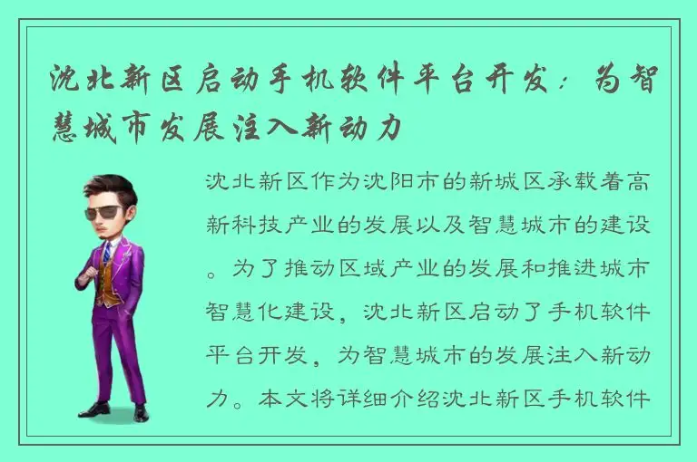 沈北新区启动手机软件平台开发：为智慧城市发展注入新动力