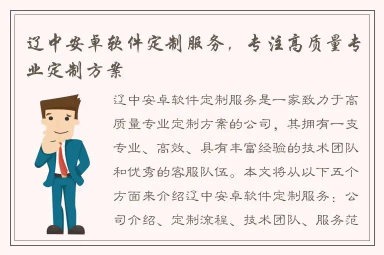 辽中安卓软件定制服务，专注高质量专业定制方案