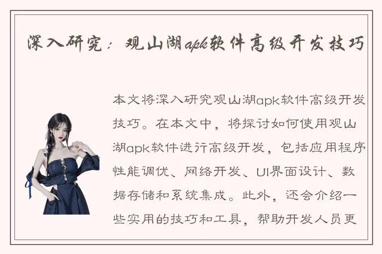 深入研究：观山湖apk软件高级开发技巧