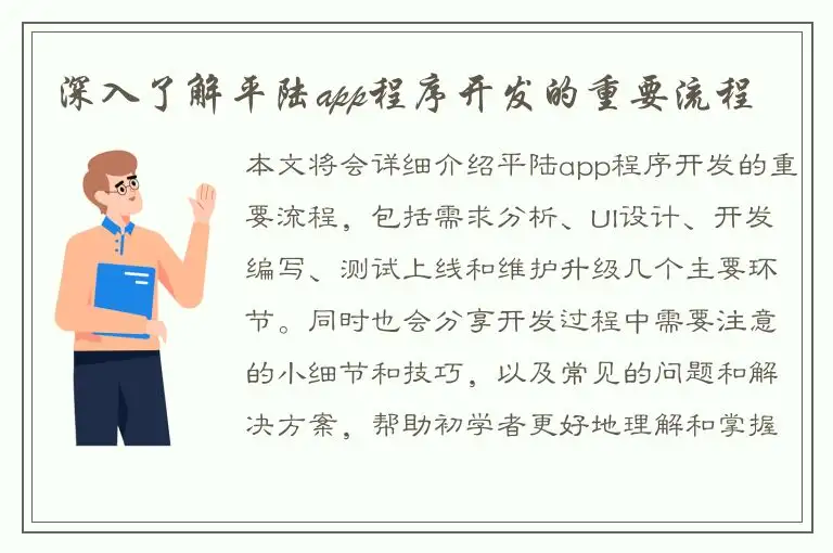 深入了解平陆app程序开发的重要流程