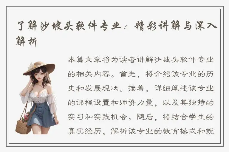 了解沙坡头软件专业：精彩讲解与深入解析