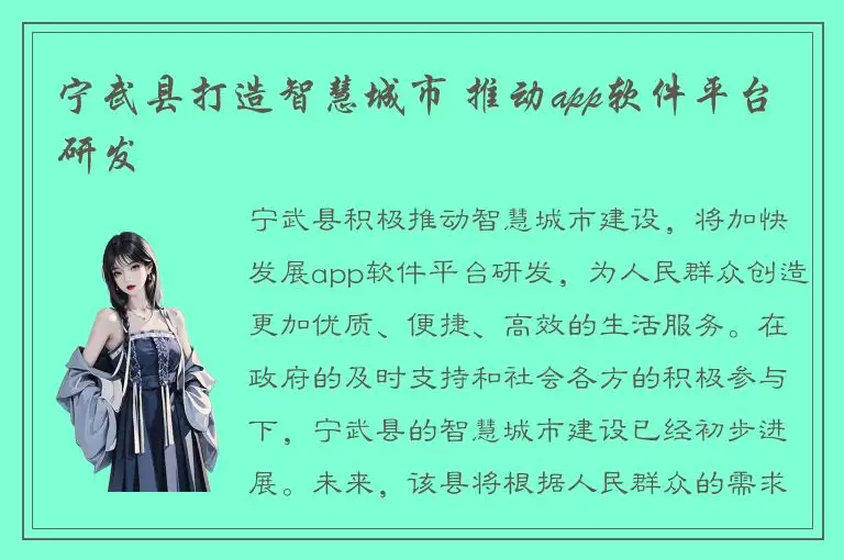宁武县打造智慧城市 推动app软件平台研发
