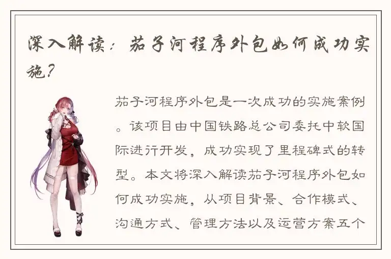 深入解读：茄子河程序外包如何成功实施？