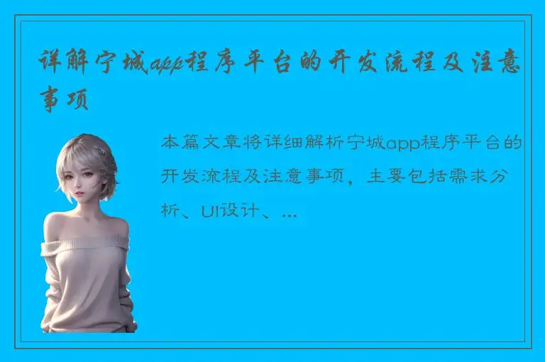详解宁城app程序平台的开发流程及注意事项