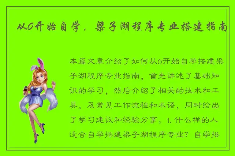 从0开始自学，梁子湖程序专业搭建指南