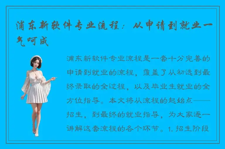 浦东新软件专业流程：从申请到就业一气呵成