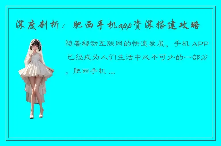 深度剖析：肥西手机app资深搭建攻略
