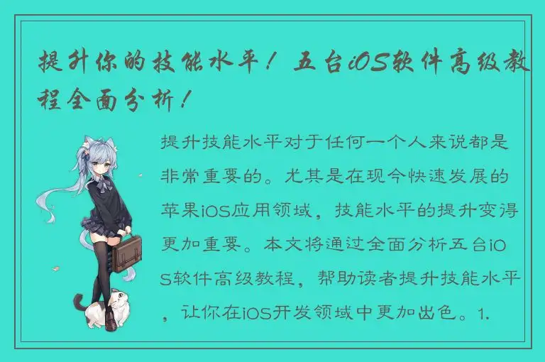 提升你的技能水平！五台iOS软件高级教程全面分析！