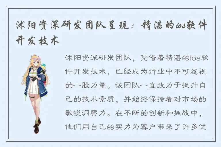 沭阳资深研发团队呈现：精湛的ios软件开发技术