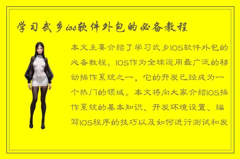 学习武乡ios软件外包的必备教程