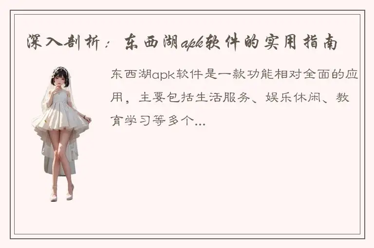 深入剖析：东西湖apk软件的实用指南