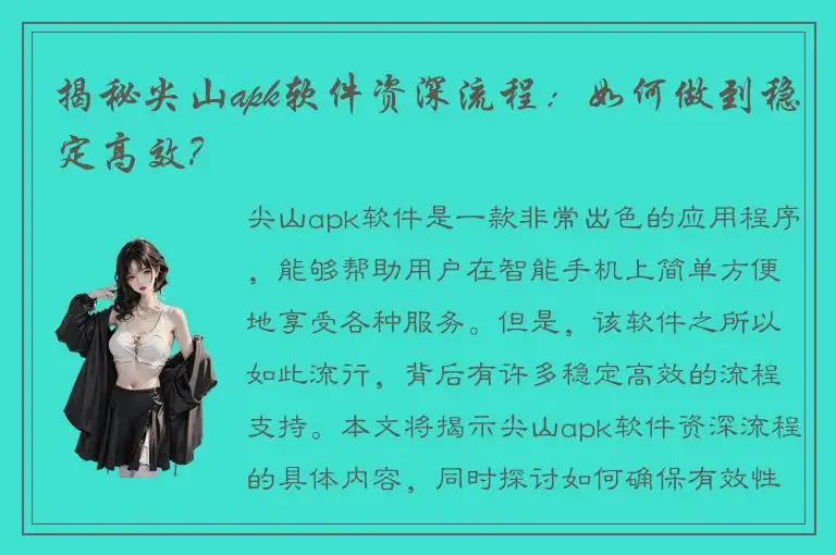 揭秘尖山apk软件资深流程：如何做到稳定高效？