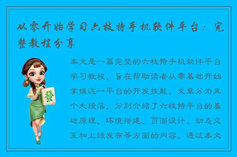 从零开始学习六枝特手机软件平台：完整教程分享