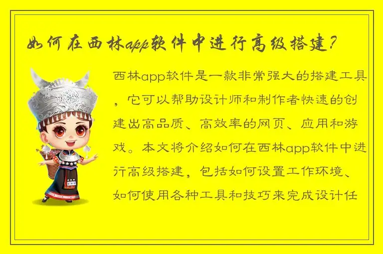 如何在西林app软件中进行高级搭建？
